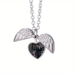 Custom Angel Wings Heart Necklace Small Box Pendant
