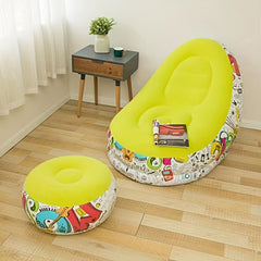Flocking Inflatable Deck Chair Lounger Sofa for Indoor Living Room Bedroom