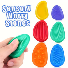 12pcs Sensory Silicone Stone Set Soft Textured Toy for Children and Adults