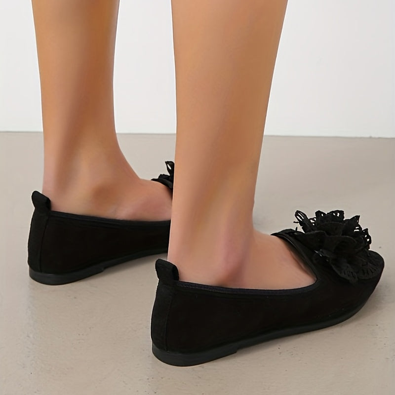 Women's Flower Ballet Flats Soft Sole Slip On Shoes
