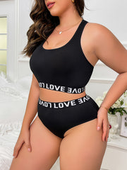 Letter Tape Racer Back Seamless Bra & Panty Set