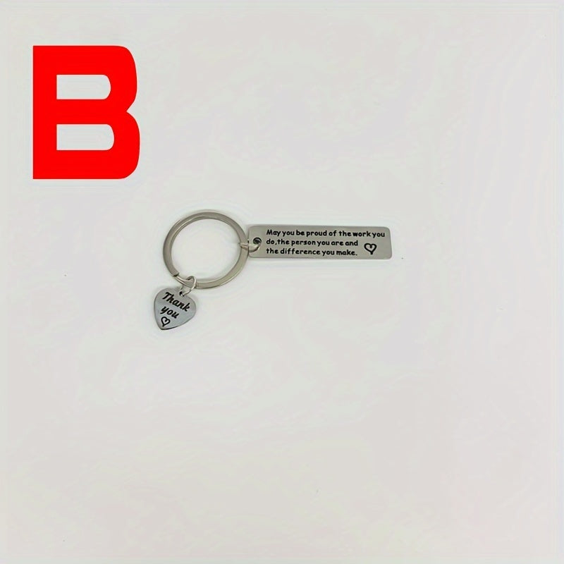 3pcs Stainless Steel Thank You Keychain Pendant for Teacher Parents
