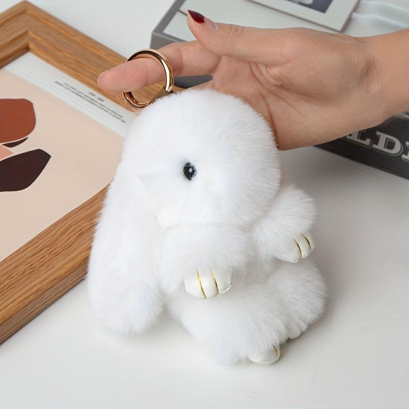 Rabbit Fuzzy Toy Keychain Animal Key Ring Purse Bag Backpack Car Key Charm