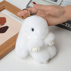 Rabbit Fuzzy Toy Keychain Animal Key Ring Purse Bag Backpack Car Key Charm