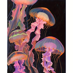 Adult Fluorescent Jellyfish Number Painting Set 40 64x50 Unframed Acrylic