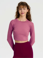 Sporty T Shirt Round Neck Mid Stretch Crop Sports Tee Women's Activewear