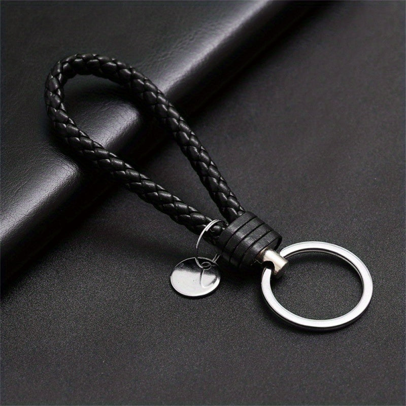PU Leather Braided Rope Keychain Bag Pendant Key Chain Holder Trinket Keyring