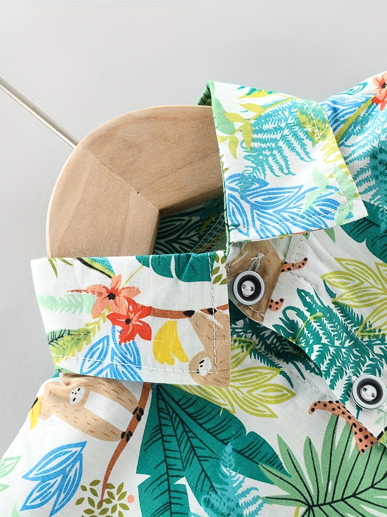 2pcs Baby Boys Leaf Print Shirt & Shorts Set