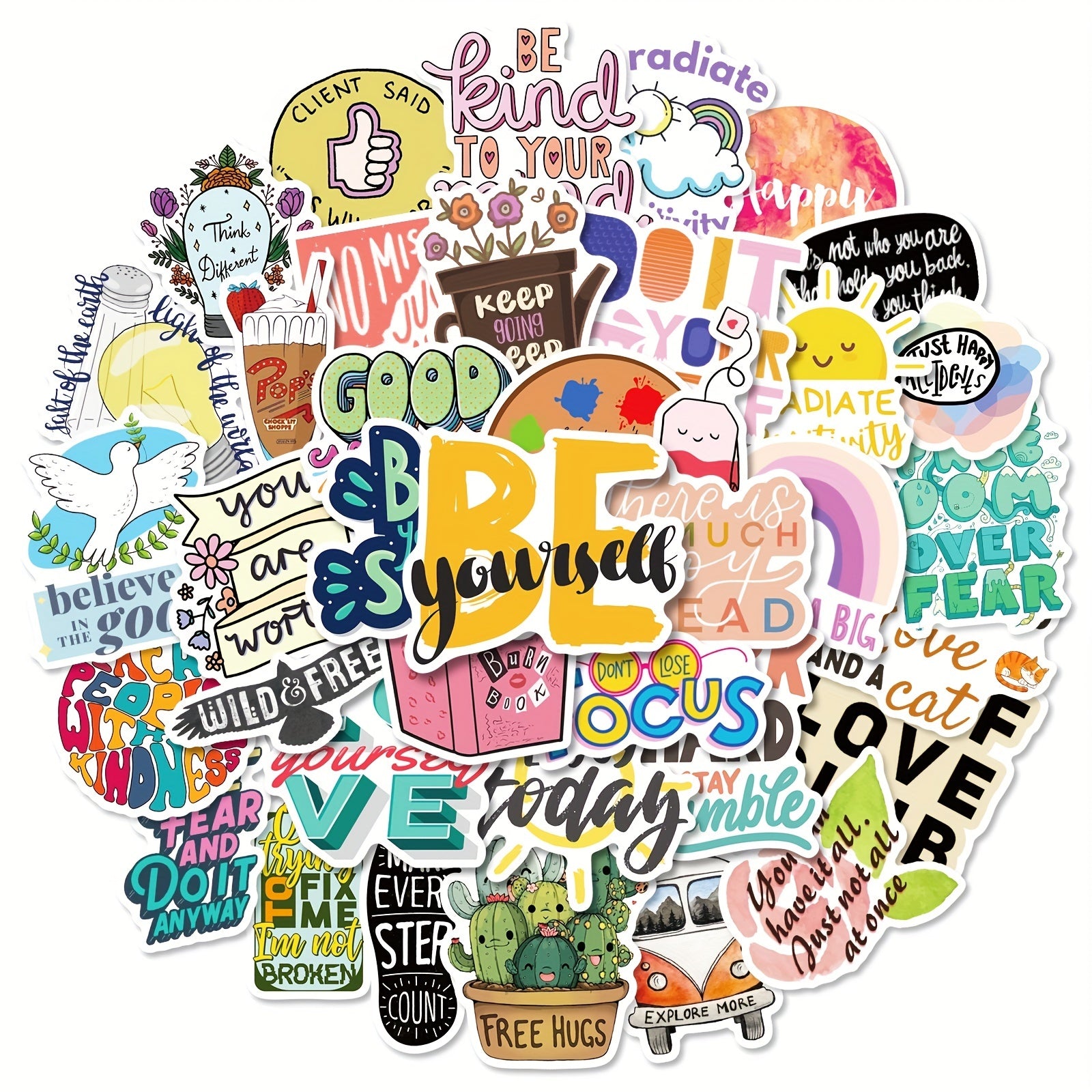 50 Inspirational Quotes Stickers - Motivational Sayings & Positive Affirmations