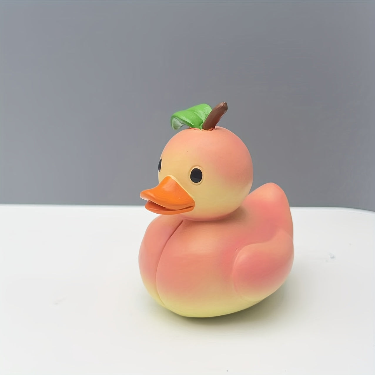 Resin Peach Duck Figurine Handcrafted Collectible Desk Decor