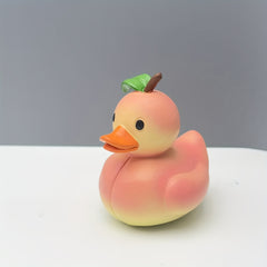 Resin Peach Duck Figurine Handcrafted Collectible Desk Decor