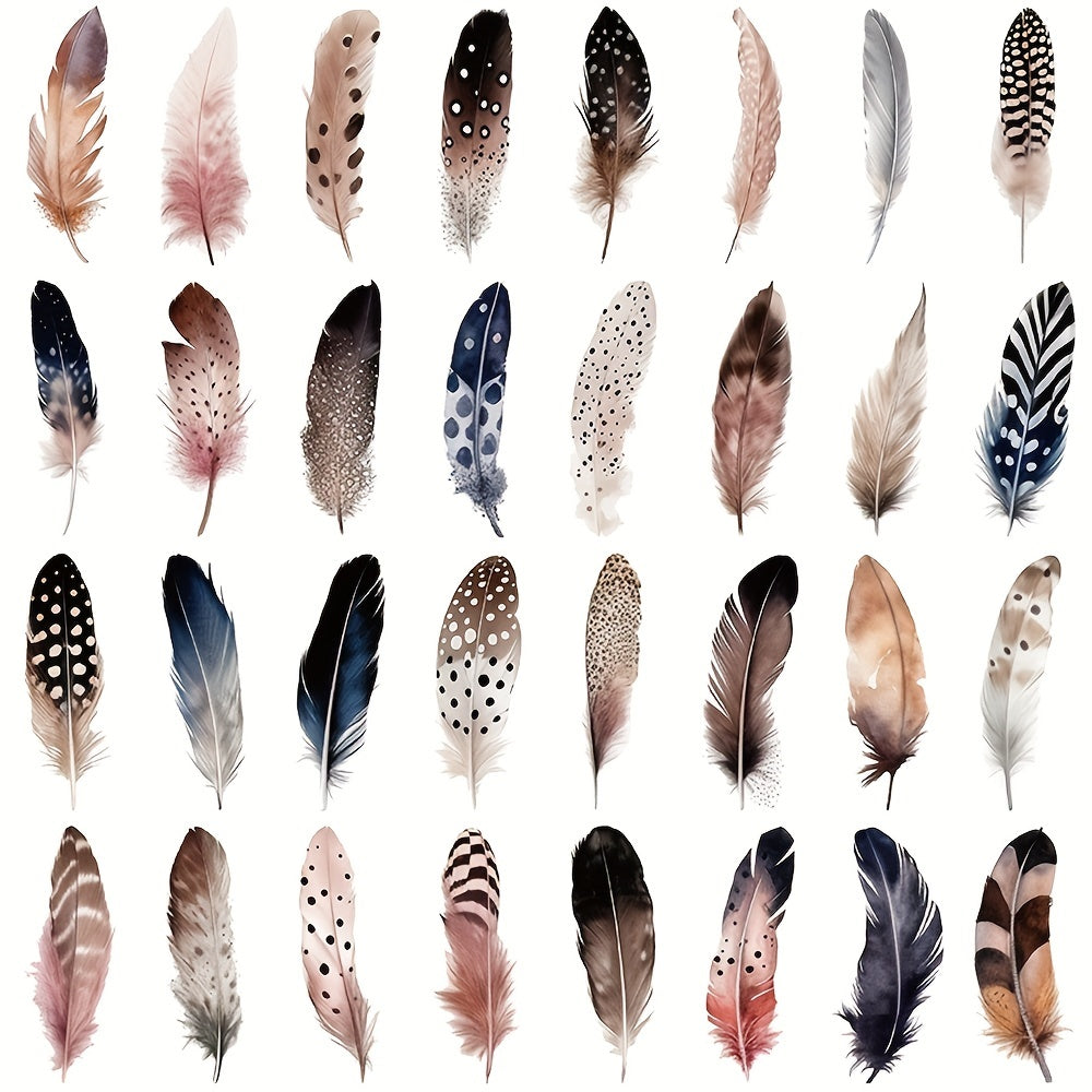 50pcs Feather Stickers for Skateboards Computers Bookshelves