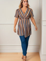 Casual Stripe Print Dress with Belt
