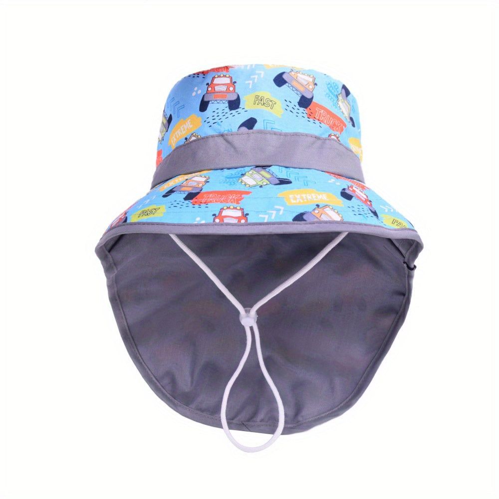 Kids Summer Beach Hat Sun Protection Shawl Large Brim Fisherman Hat