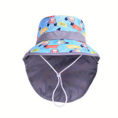 Kids Summer Beach Hat Sun Protection Shawl Large Brim Fisherman Hat