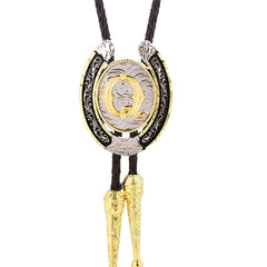 Western Cowboy Zinc Alloy BOLO Tie Natural Round Letter Q Shirt Accessory