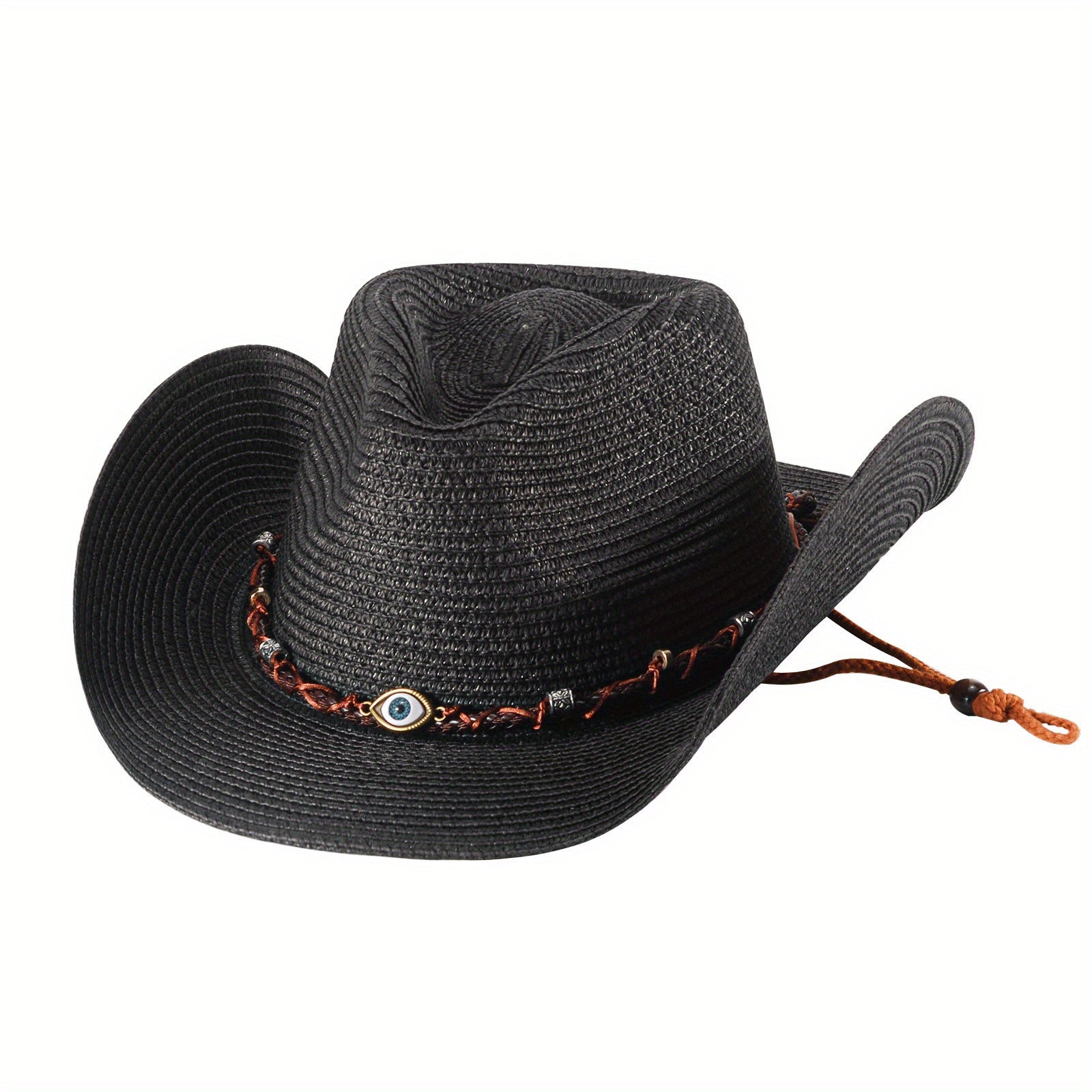 Men's Vintage Wide Brim Cowboy Straw Sun Hat