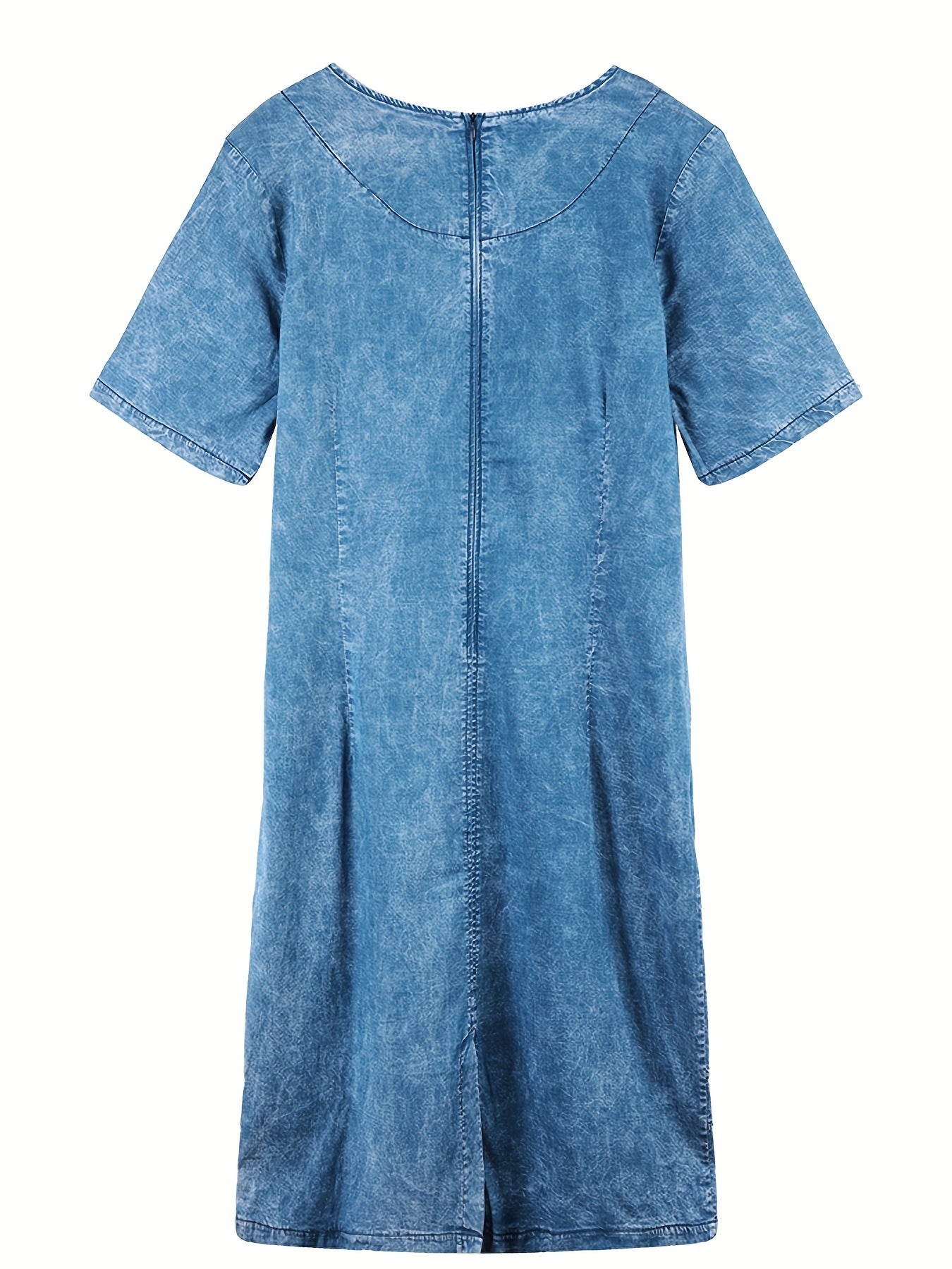 Casual Denim Dress Women's Plus Short Sleeve Denim Dress