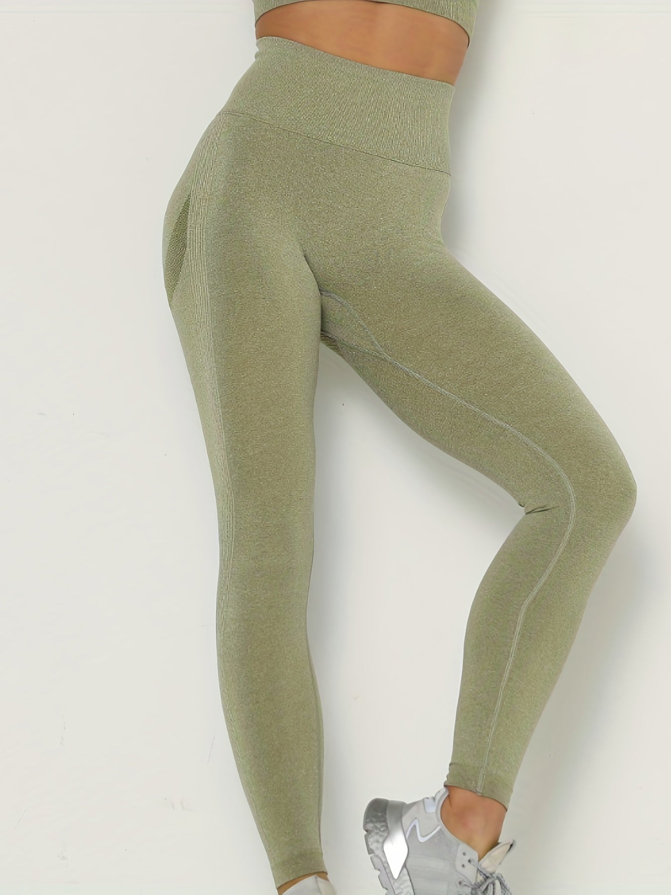 Women's Fitness Stretchy Sport Leggings Solid Tummy Control Tight Pan