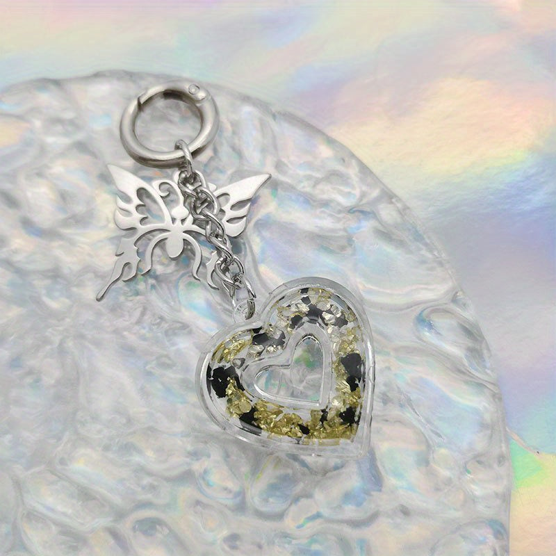 Butterfly Heart Keychain Acrylic Animal Key Ring Women Christmas Gift
