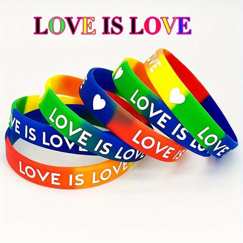 Love Is Love LGBTQ Rainbow Silicone Bracelet