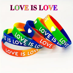Love Is Love LGBTQ Rainbow Silicone Bracelet