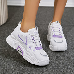 Women's Thick Sole Lace-up Chunky Sneakers Low Comfy Running Shoes
