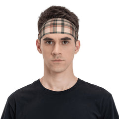 Men's Vintage Plaid Headband Pink Tan Outfit Accessory Comfortable