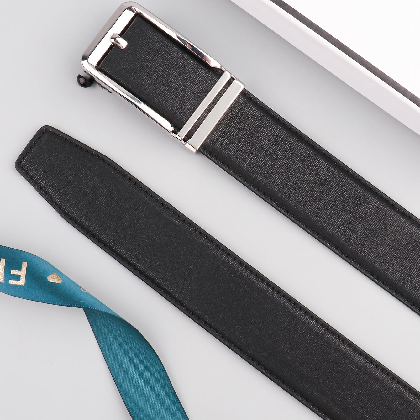 Men's Auto Buckle Lychee Pattern PU Belt Accessories