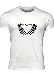 Men's Heart Graphic T shirt Casual Stretch Tee Summer Outdoor