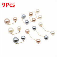 Faux Pearl Brooches Casual Sweater Cardigan Clips Waist Safety Pins