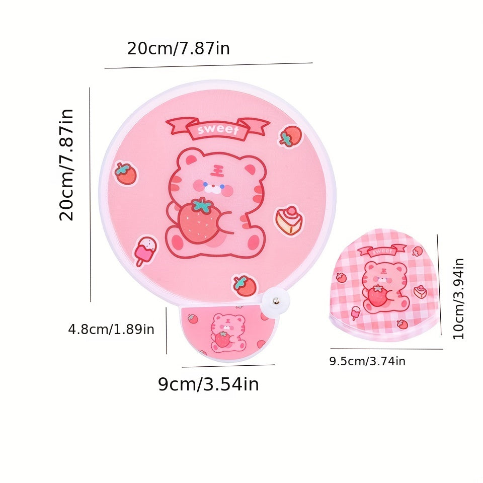 Cartoon Folding Fan Mini Portable Small Round Fan