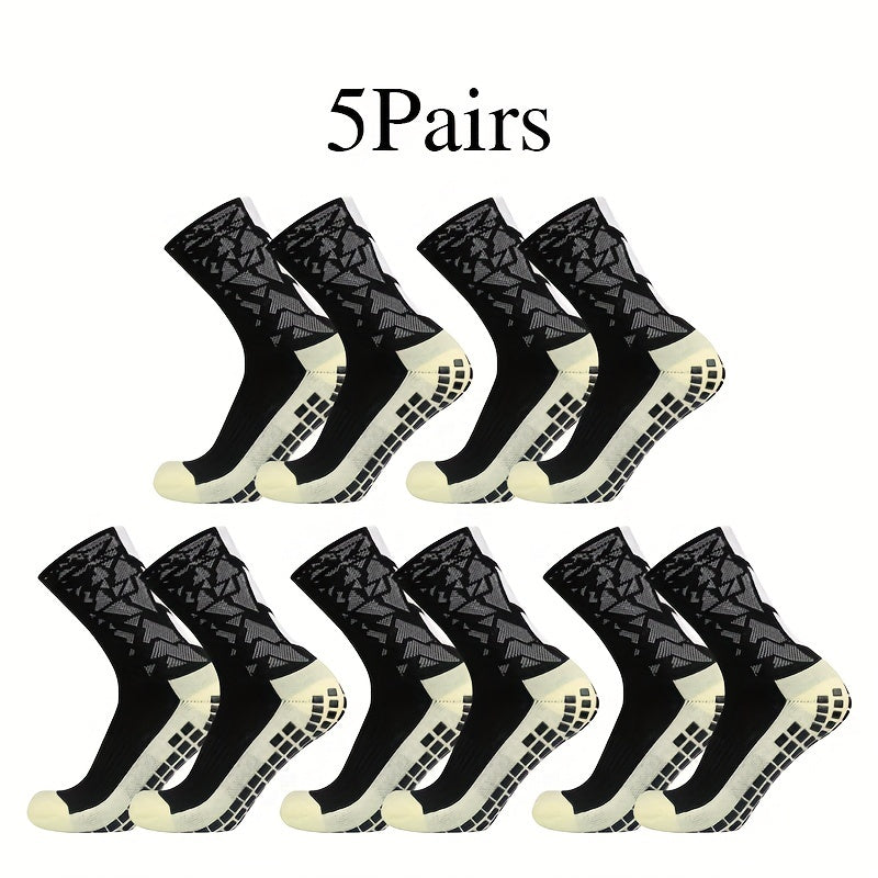 5pairs Football Socks Non-slip Breathable Soccer Crew Socks