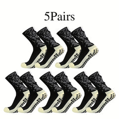 5 Pairs Camo Silicone Soccer Socks Sports Crew Socks Men Women