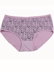 4 Pack Plus Size Boho Panties Set Women's Plus Paisley Print Underwear
