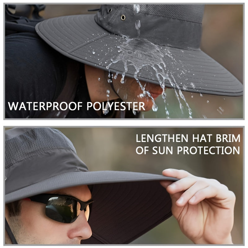 Wide Brim Sun Hat UV Protection Fisherman Hat With Drawstring