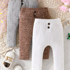 Baby Knit Ribbed Leggings 3pcs Set Spring Autumn Trousers