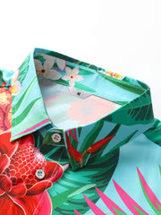 Men's Floral Hawaiian Shirt - Short Sleeve Button-Up for Summer
