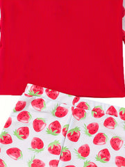 Toddler Girls Strawberry Swimwear Set For Summer Surfing