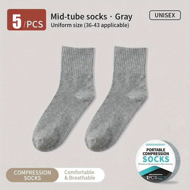 5 Pairs Disposable Wash Cotton Compression Socks