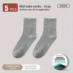 5 Pairs Disposable Wash Cotton Compression Socks
