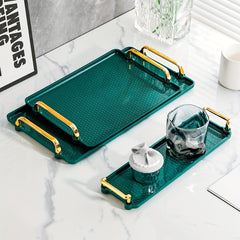 Modern Decorative Tray With Golden Handles Plastic for Home Decor