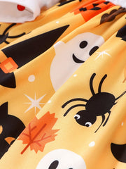 Cartoon Graphic Cotton Halloween Dress for Baby Girl