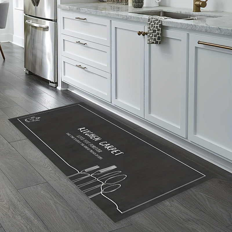Crystal Velvet Gray Kitchenware Pattern Absorbent Floor Mat Halloween Home Decor