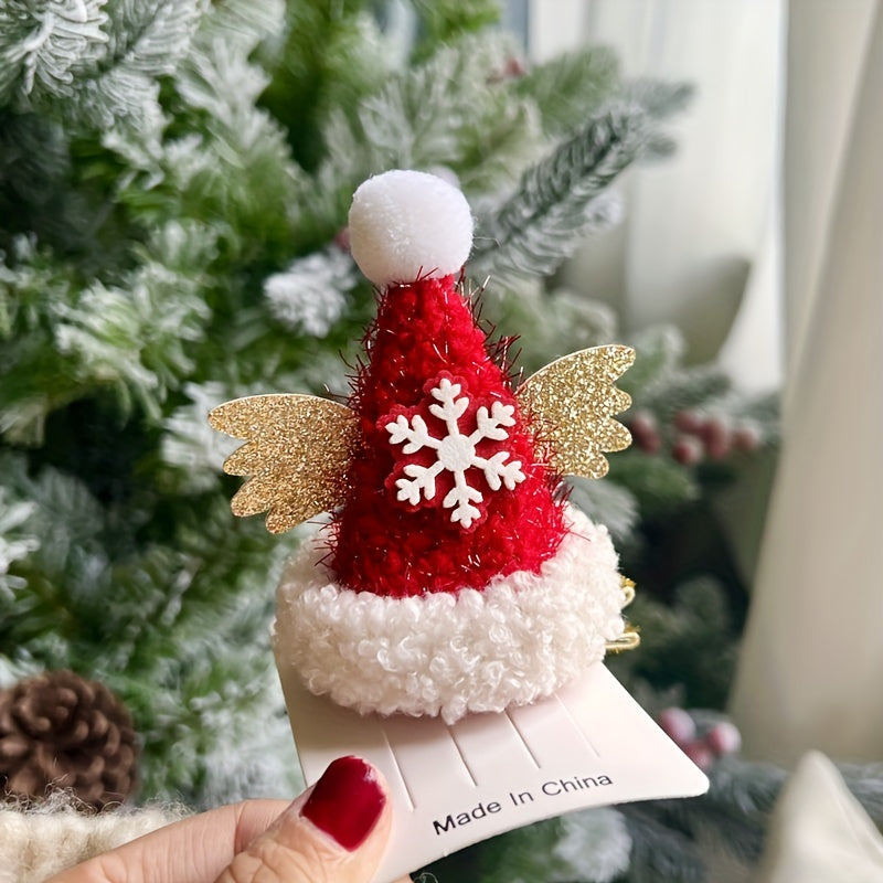 2pcs Christmas Mini Hat Clips Decorative Hair Clips Holiday Decoration