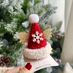 2pcs Christmas Mini Hat Clips Decorative Hair Clips Holiday Decoration