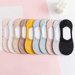 10 Pairs Semi Sheer Lace No Show Low Cut Ankle Socks Women's Stockings