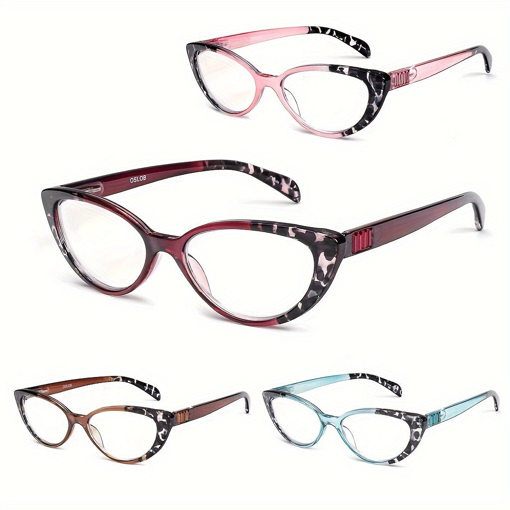 4pk Cat Eye Reading Glasses Women Light Blocking Readers Spring Hinge Anti Glare