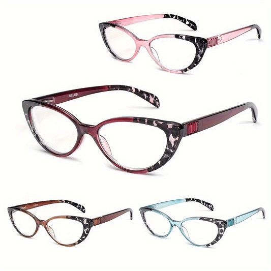 4pk Cat Eye Reading Glasses Women Light Blocking Readers Spring Hinge Anti Glare