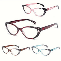4pk Cat Eye Reading Glasses Women Light Blocking Readers Spring Hinge Anti Glare